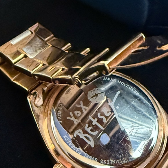 Preowned excellent Condition Betsy Johnson Gold Watch with Crystal Accents